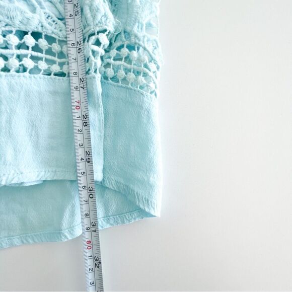 ASTR The Label Dress Floral Crochet Border Tiffany Blue Mini Women's M Lined - Picture 9 of 9